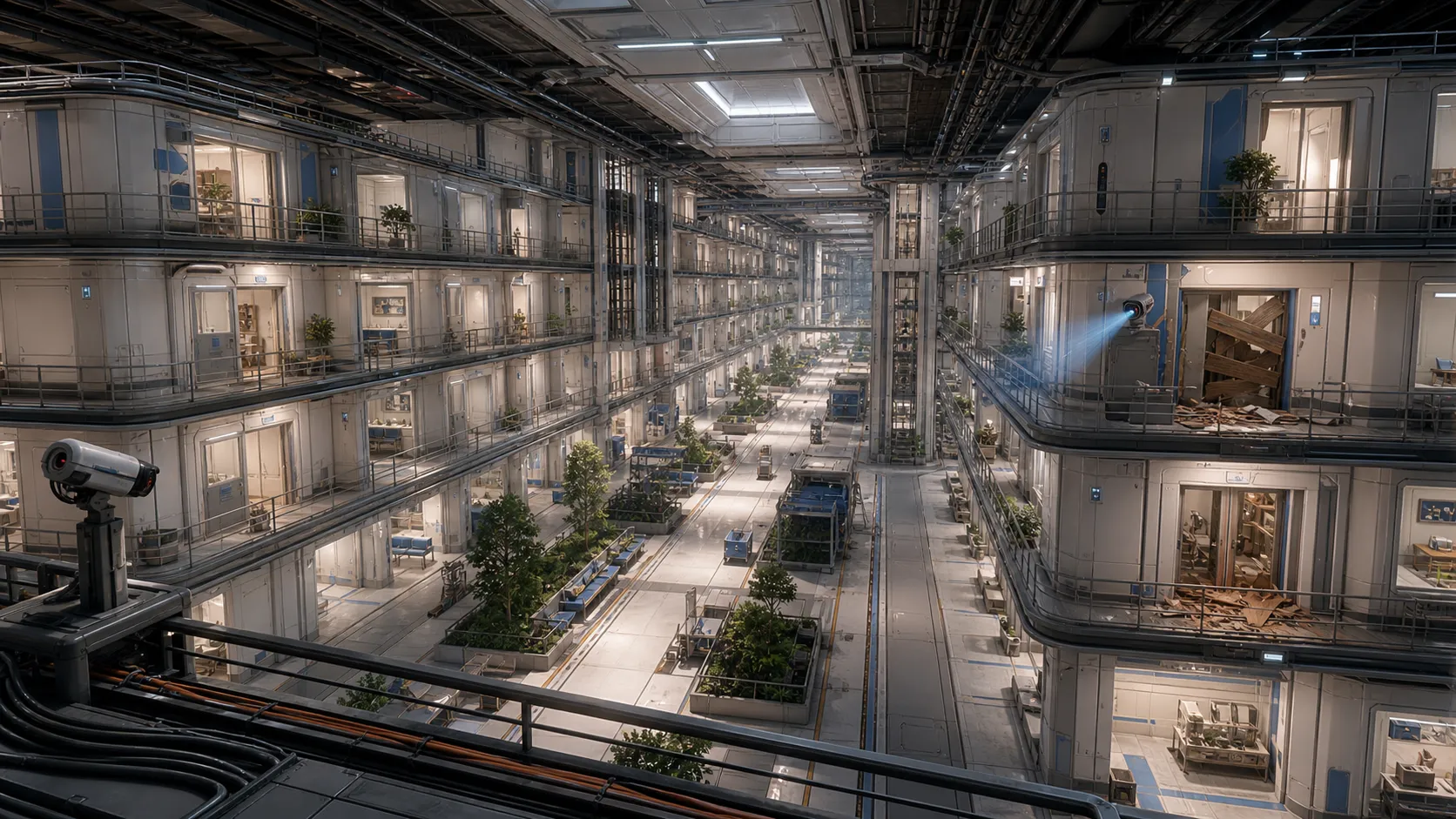A housing Deck inside Hexa, built at the scale of a small district