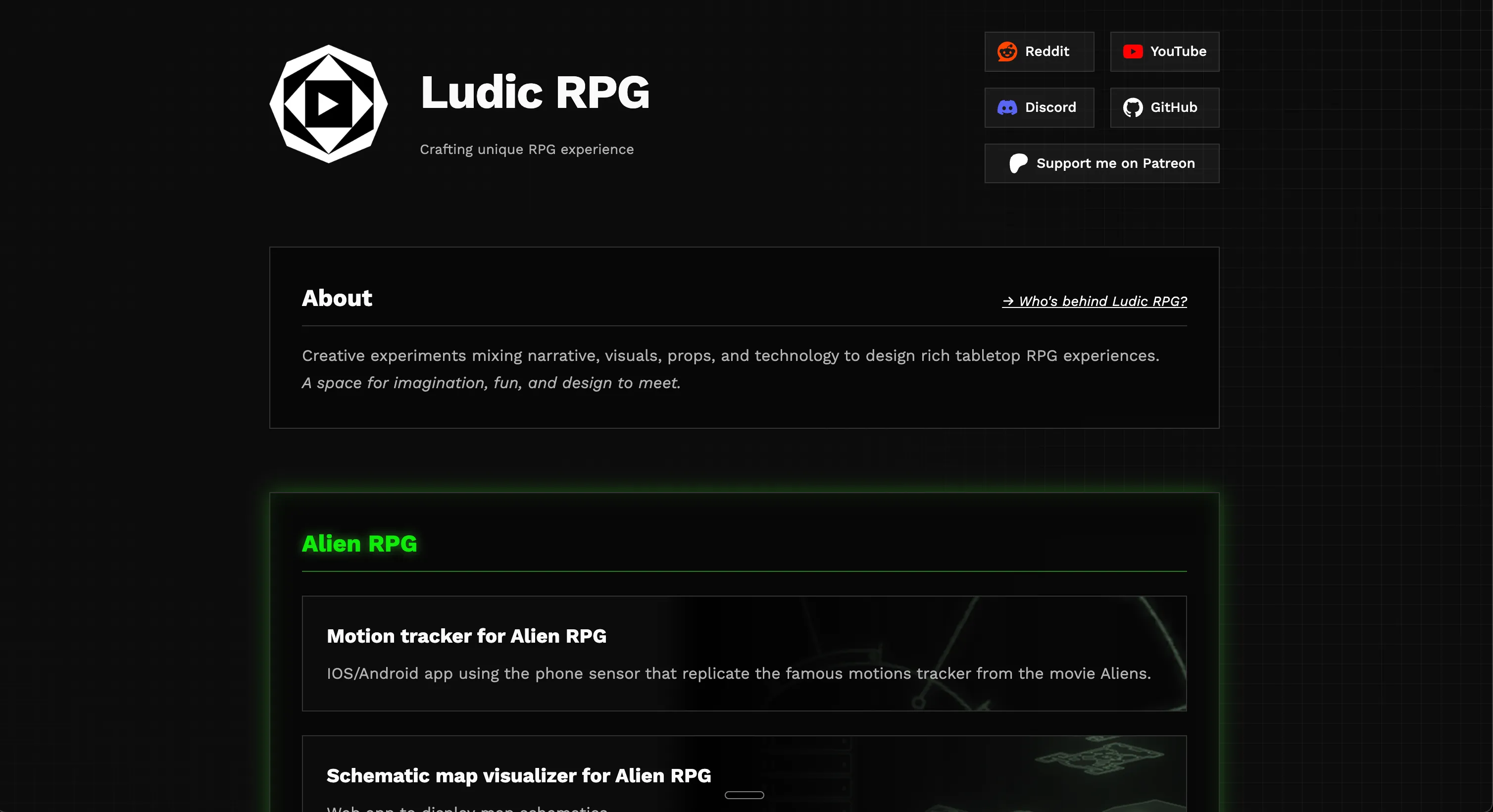 The old Ludic RPG homepage screenshot